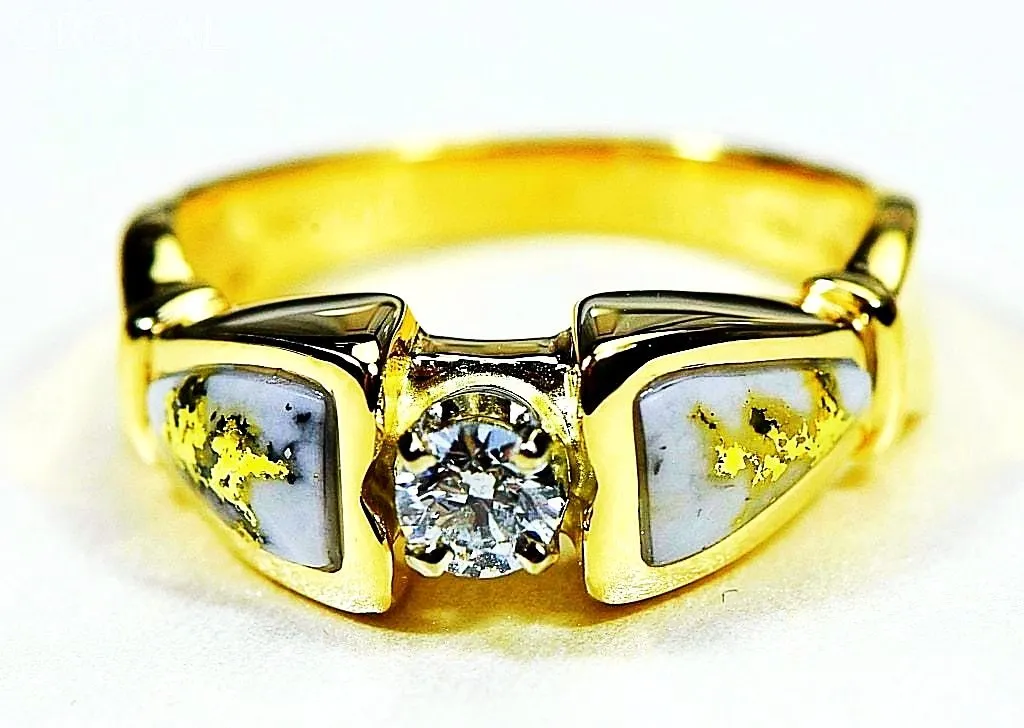 Gold Quartz Ring "Orocal" RL988DQE Genuine Hand Crafted Jewelry - 14K Gold Casting