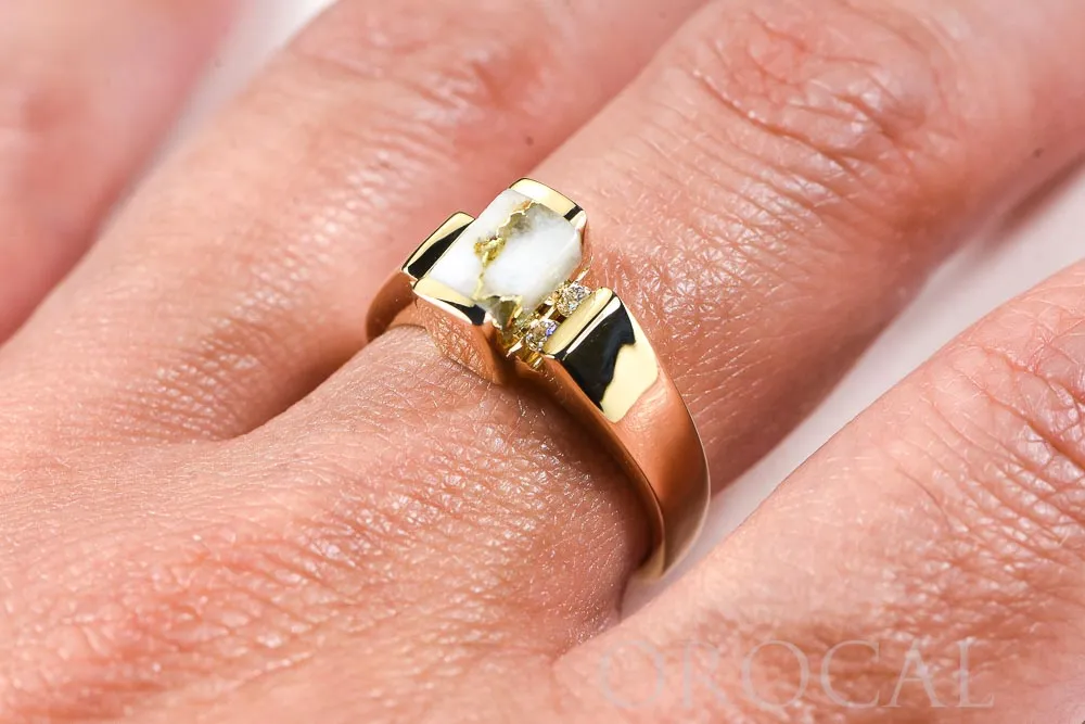 Gold Quartz Ring "Orocal" RLDL50D12Q Genuine Hand Crafted Jewelry - 14K Gold Casting