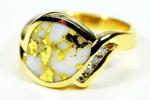Gold Quartz Ring "Orocal" RLDL90D12Q Genuine Hand Crafted Jewelry - 14K Gold Casting