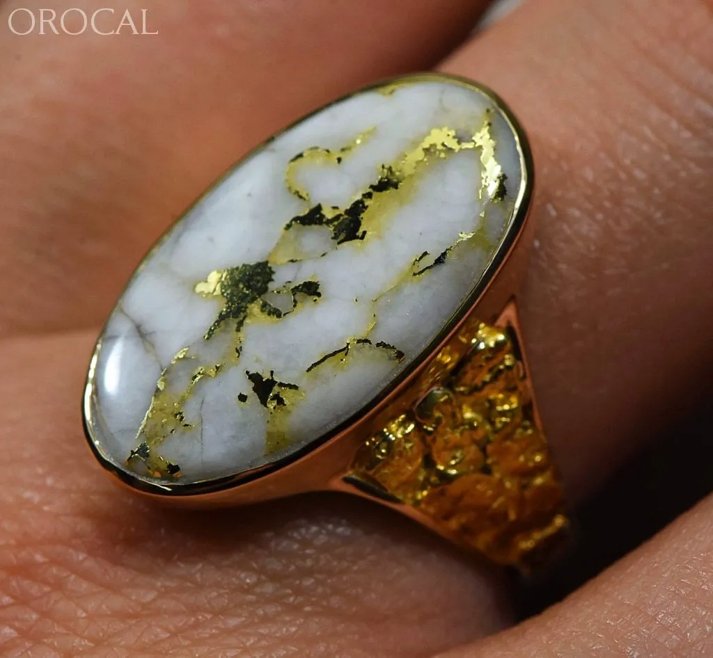 Gold Quartz Ring "Orocal" RLEA2Q Genuine Hand Crafted Jewelry - 14K Gold Casting