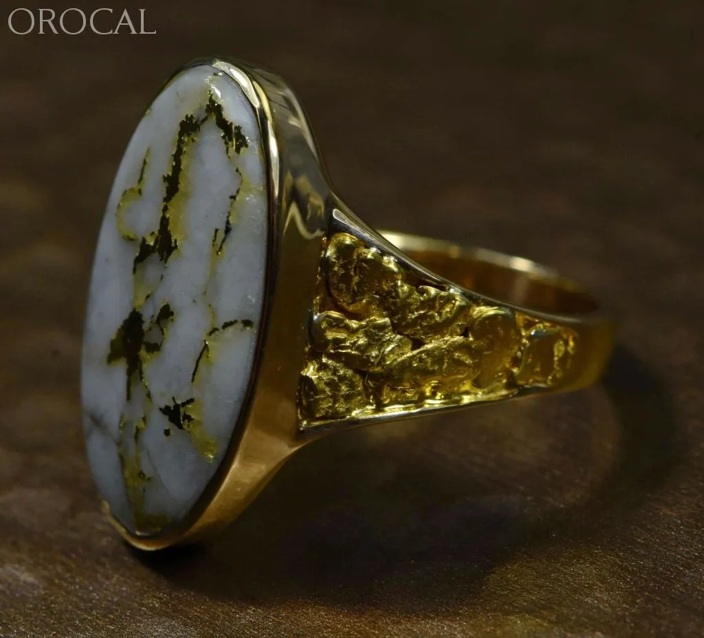 Gold Quartz Ring "Orocal" RLEA2Q Genuine Hand Crafted Jewelry - 14K Gold Casting