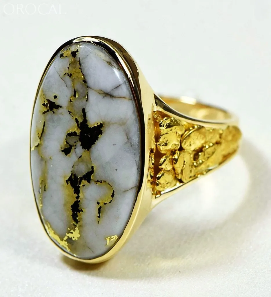 Gold Quartz Ring "Orocal" RLEA2Q Genuine Hand Crafted Jewelry - 14K Gold Casting