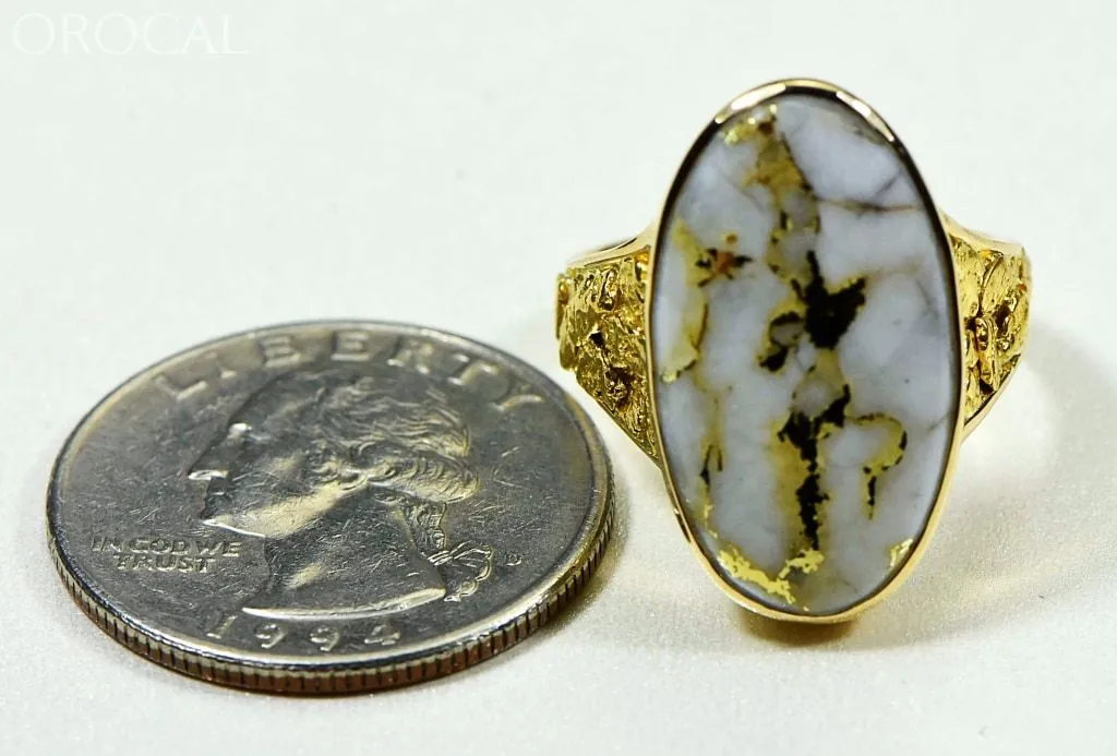 Gold Quartz Ring "Orocal" RLEA2Q Genuine Hand Crafted Jewelry - 14K Gold Casting