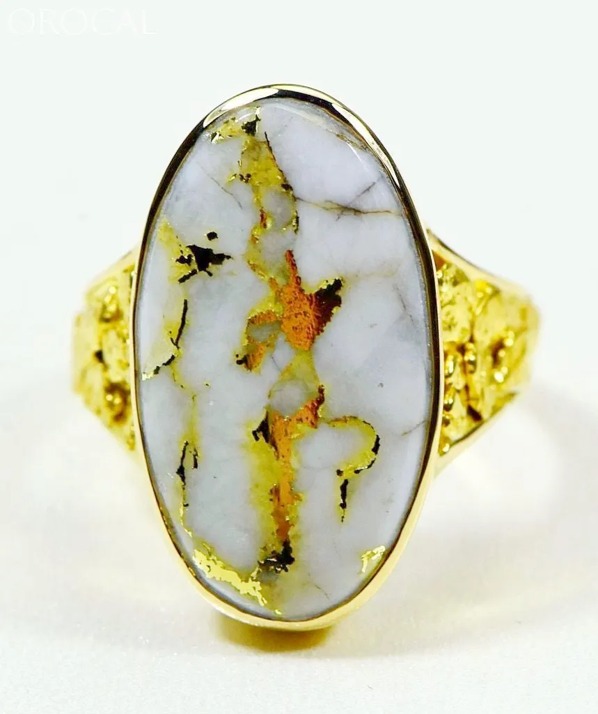 Gold Quartz Ring "Orocal" RLEA2Q Genuine Hand Crafted Jewelry - 14K Gold Casting
