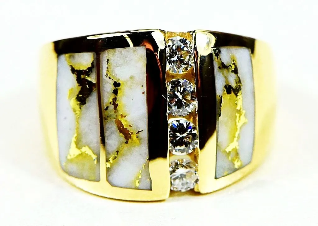 Gold Quartz Ring "Orocal" RLJ500DQ Genuine Hand Crafted Jewelry - 14K Gold Casting