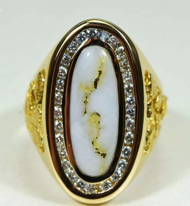 Gold Quartz Ring "Orocal" RLL923D60Q Genuine Hand Crafted Jewelry - 14K Gold Casting
