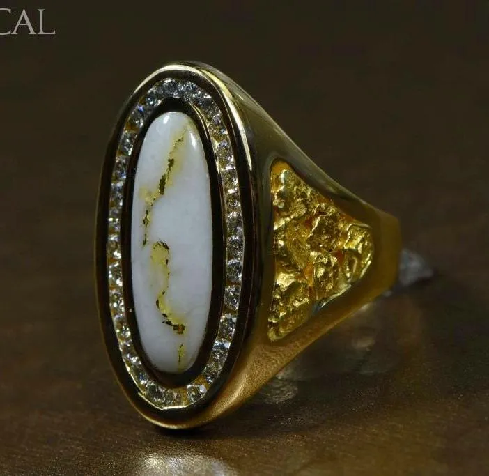 Gold Quartz Ring "Orocal" RLL923D60Q Genuine Hand Crafted Jewelry - 14K Gold Casting