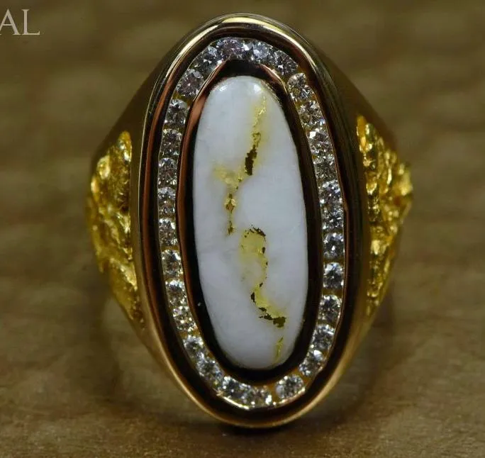 Gold Quartz Ring "Orocal" RLL923D60Q Genuine Hand Crafted Jewelry - 14K Gold Casting