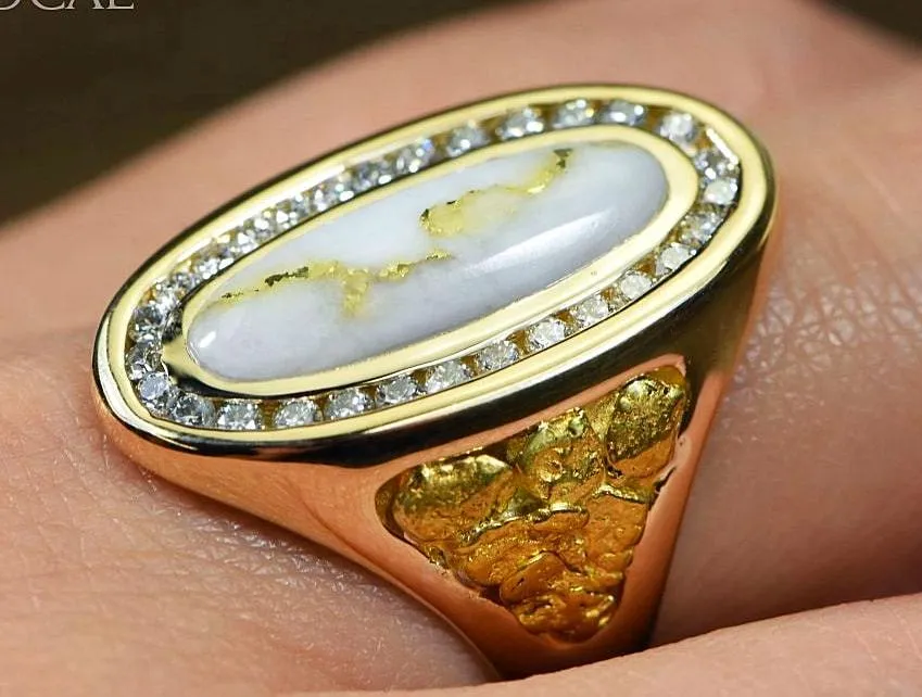 Gold Quartz Ring "Orocal" RLL923D60Q Genuine Hand Crafted Jewelry - 14K Gold Casting