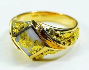 Gold Quartz Ring "Orocal" RM1083NQ Genuine Hand Crafted Jewelry - 14K Gold Casting