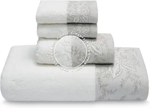 GOLD TEXTILES Fantasy Collection Premium Bathroom Towel Set Bath Towel (27x54) - Hand Towel (16x30) 2 washcloths (13x13)