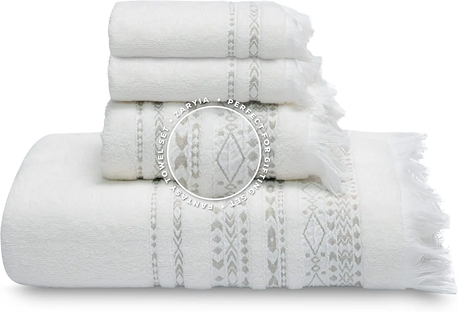 GOLD TEXTILES Fantasy Collection Premium Bathroom Towel Set Bath Towel (27x54) - Hand Towel (16x30) 2 washcloths (13x13)