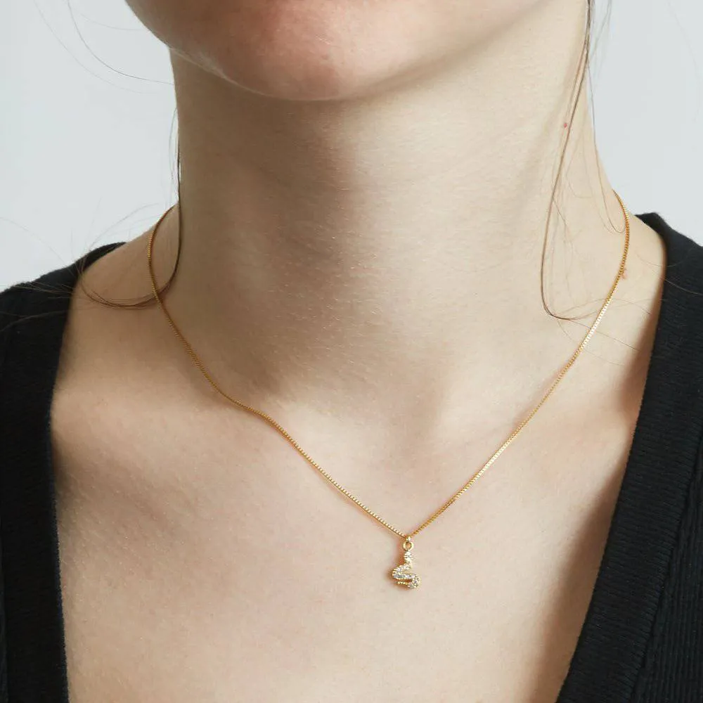 Gold Tiny Pave Snake Necklace