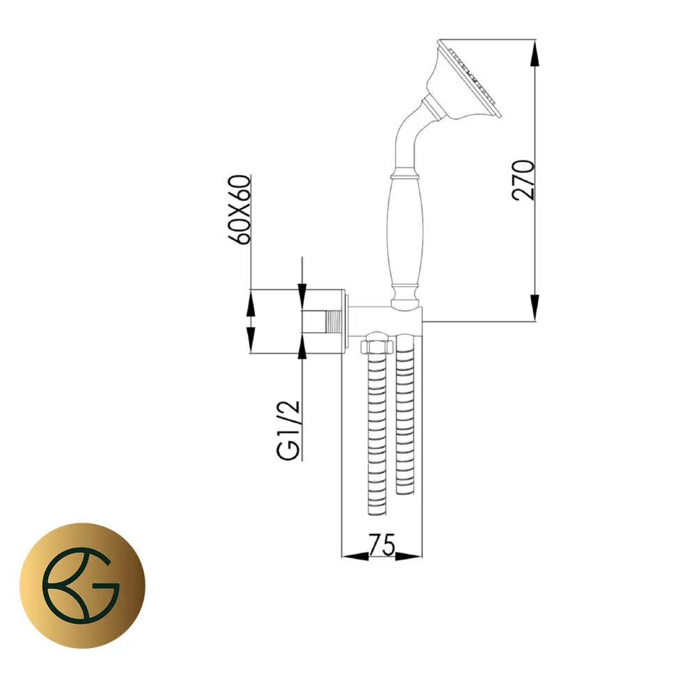Gold Water Outlet and Holder with Shower Handle
