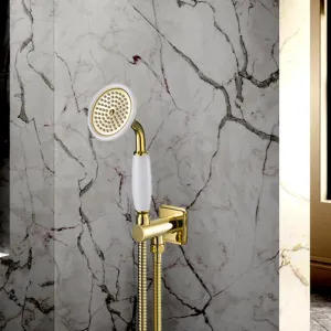 Gold Water Outlet and Holder with Shower Handle