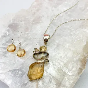 Golden Aura Rutilated Quartz & Citrine Pendant