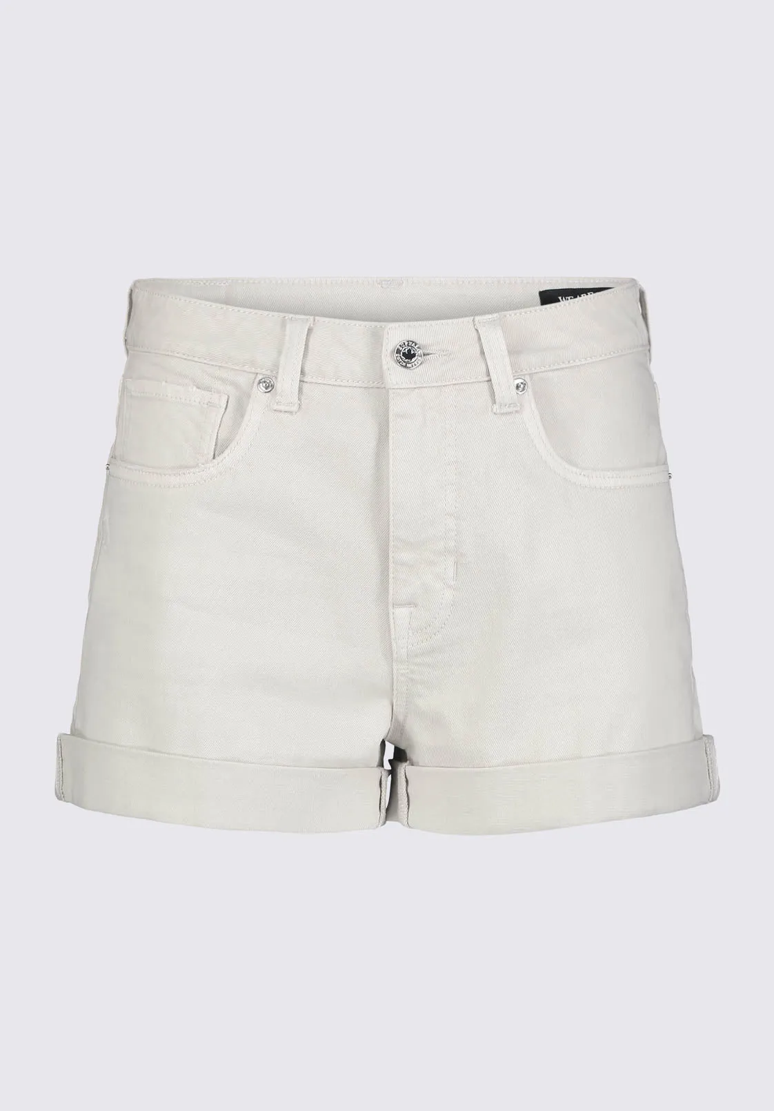 Goldie Women's High-Rise Shorts in Beige Distressed Wash - BL15964
