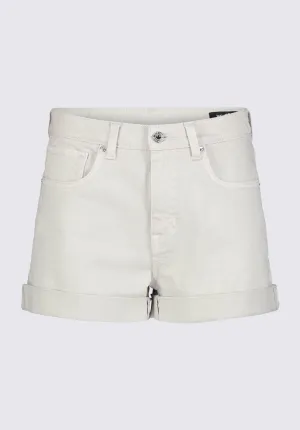 Goldie Women's High-Rise Shorts in Beige Distressed Wash - BL15964