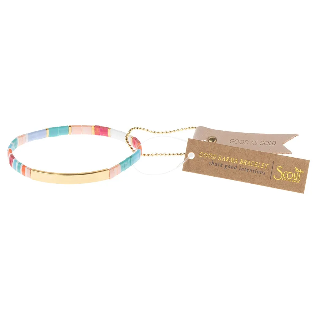 Good As Gold Miyuki Bracelet - Aqua Multi / Gold