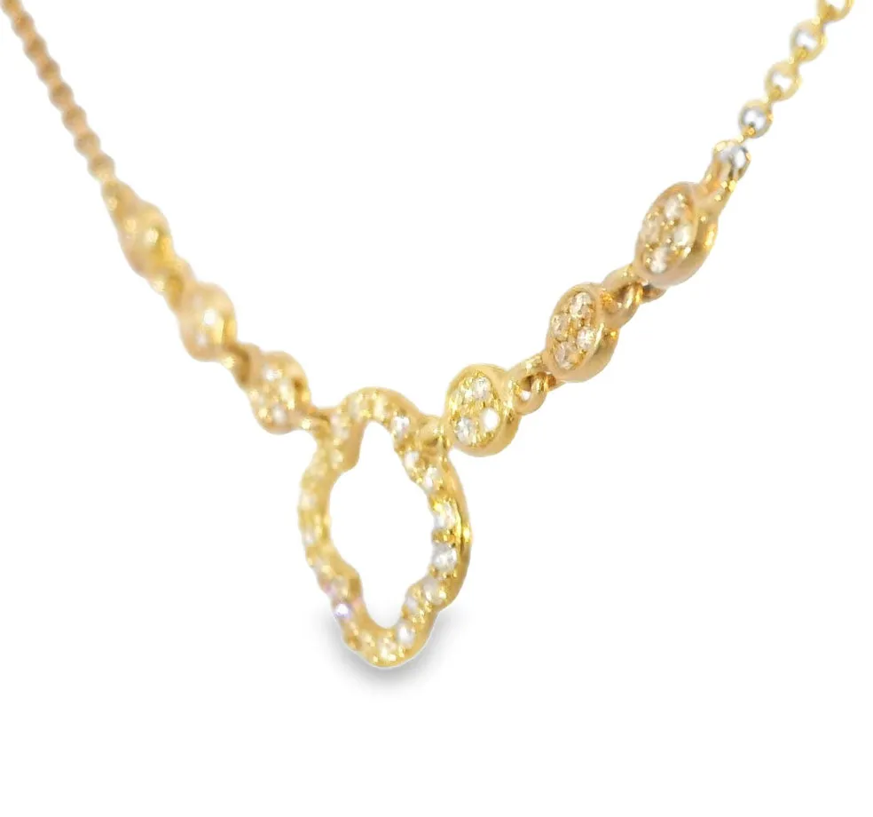 Gorgeous 14K Rose Pink Gold Floral 4-Leaf 4 Leaf Clover Mabe Diamond Pendant Necklace