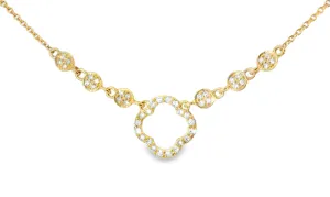 Gorgeous 14K Rose Pink Gold Floral 4-Leaf 4 Leaf Clover Mabe Diamond Pendant Necklace