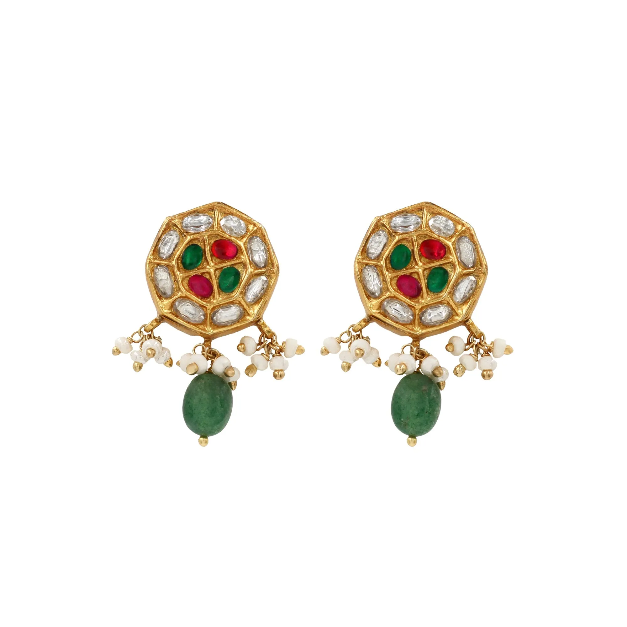 Graceful Luxe: Gold-Plated Kundan Earrings by Sangeeta Boochra