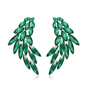 Green Crystal & 18K Gold-Plated Wing Drop Earrings