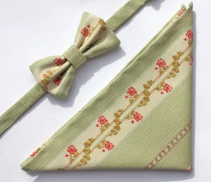 Green Floral Stripe Pocket Square