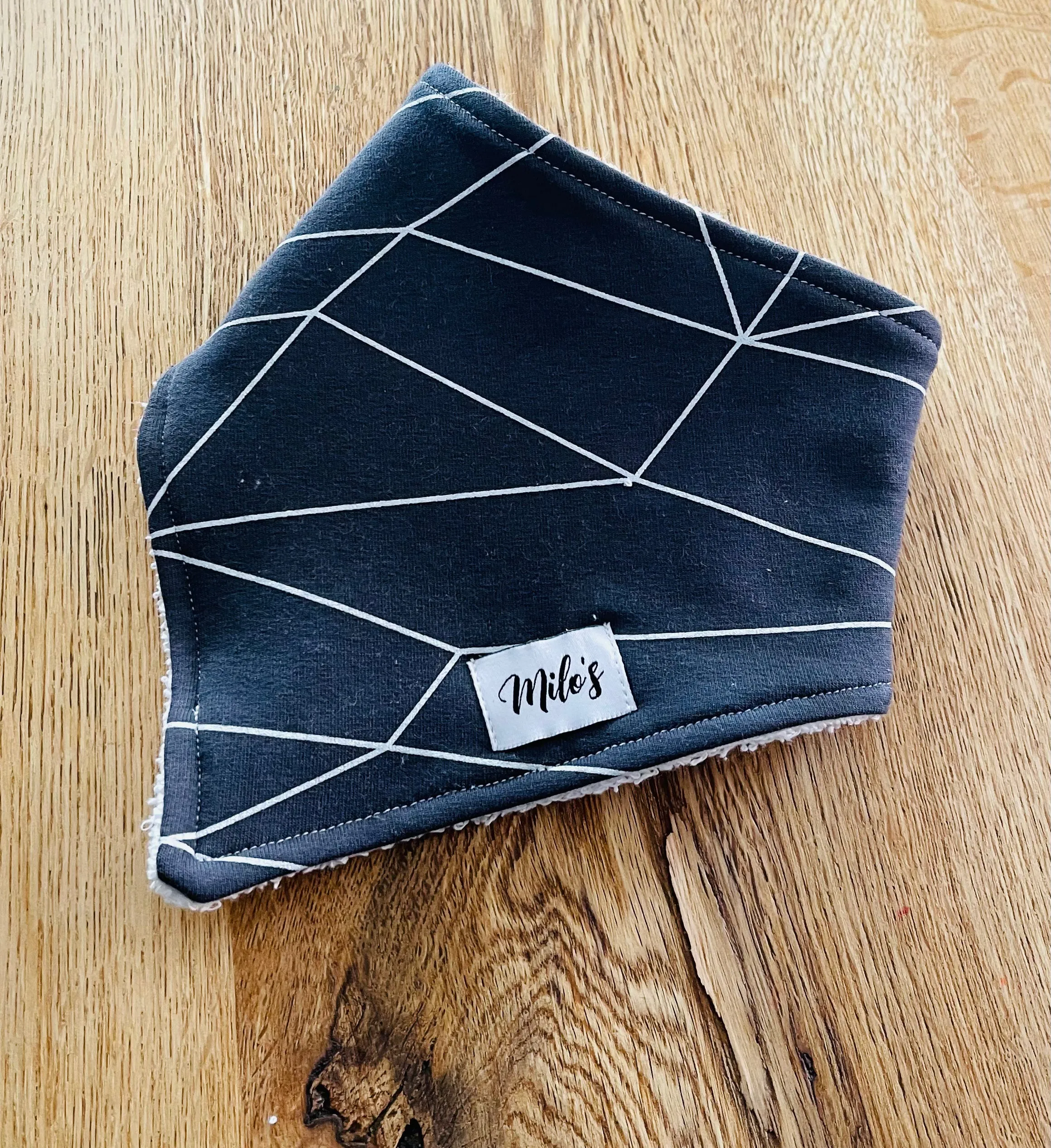 Grey Geometric Bandana Bib