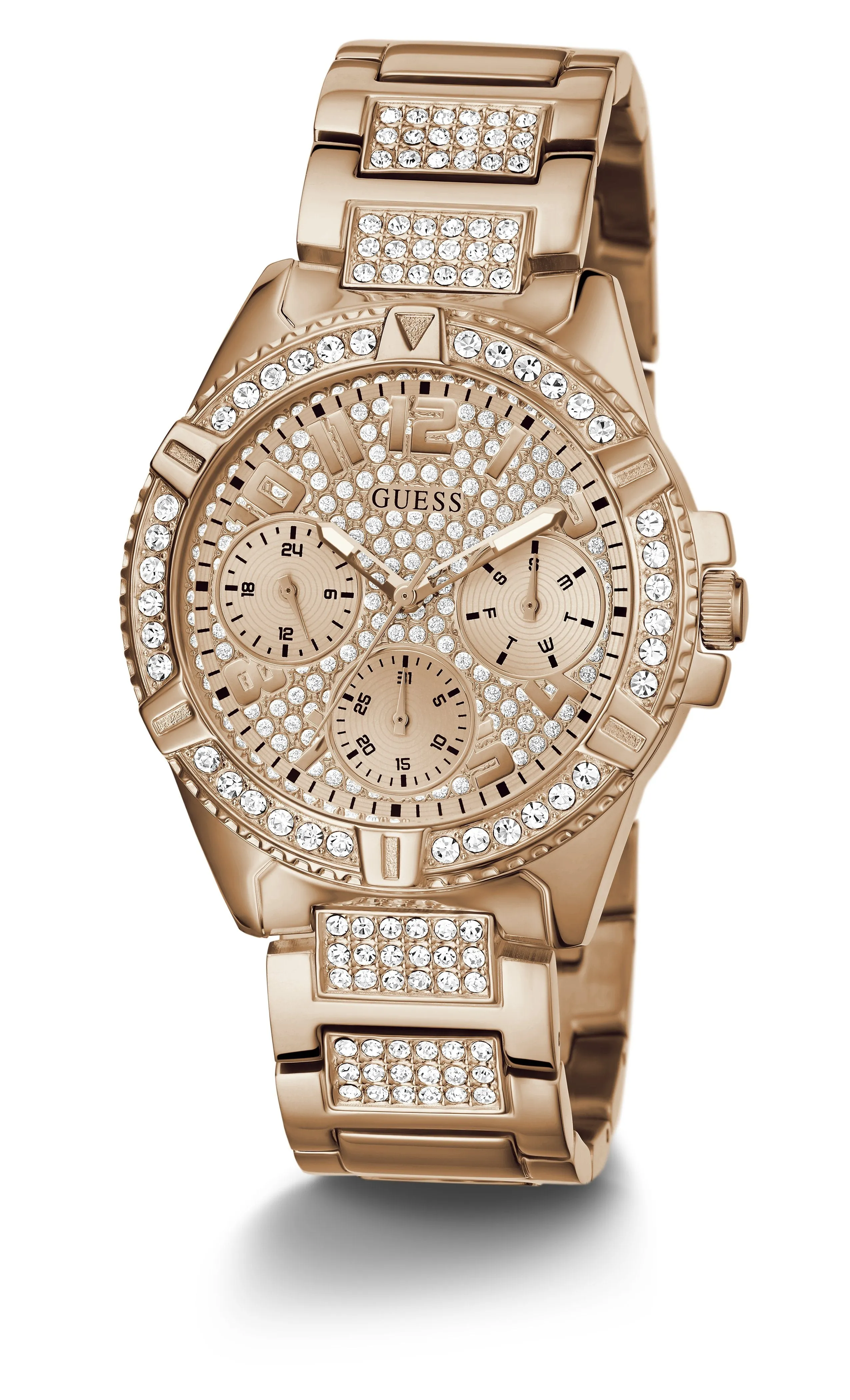 Guess Ladies Frontier Crystal Rose Gold Watch W1156L3