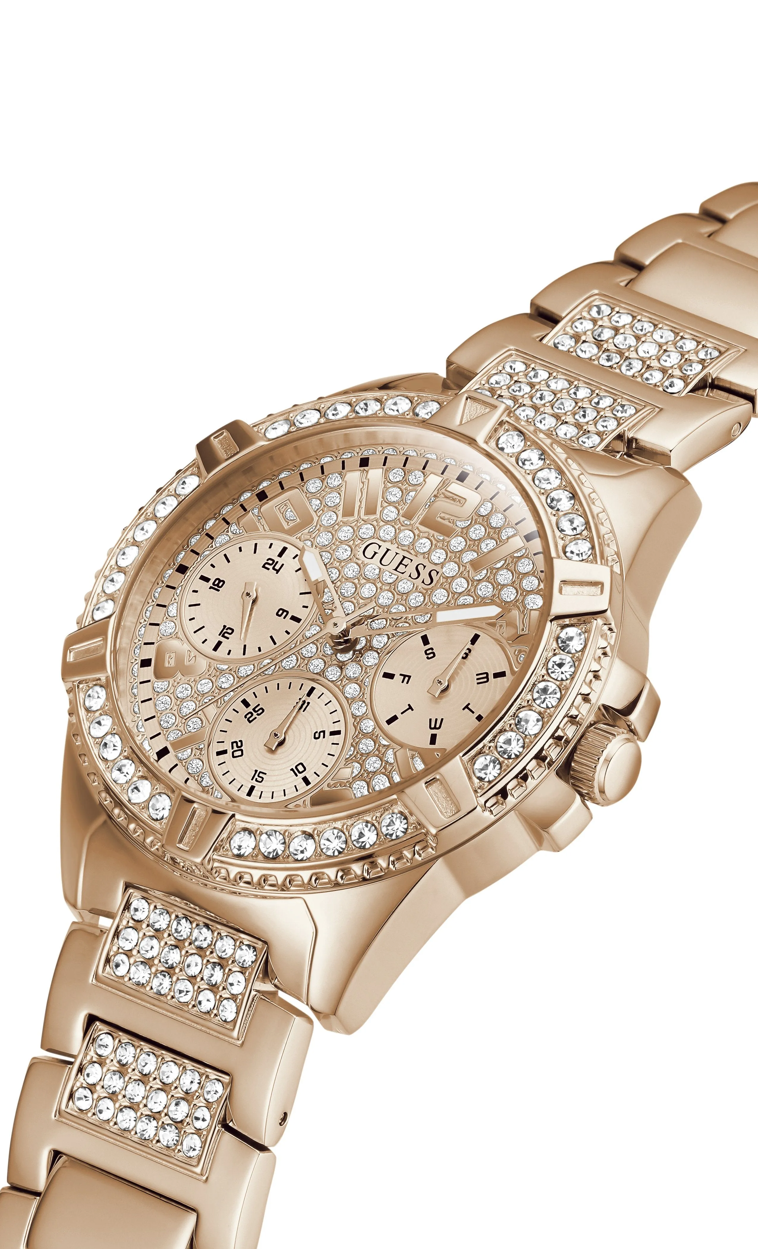 Guess Ladies Frontier Crystal Rose Gold Watch W1156L3