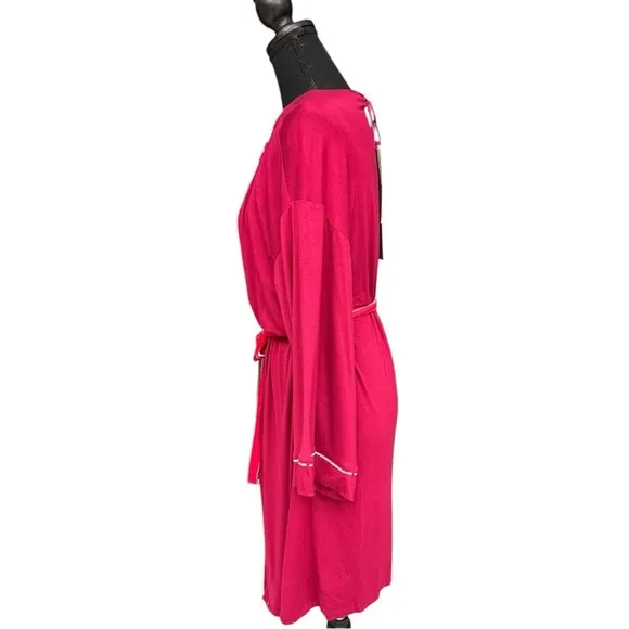 Hale Bob Burgundy Kimono Robe with Tie Belt - Size L NWT