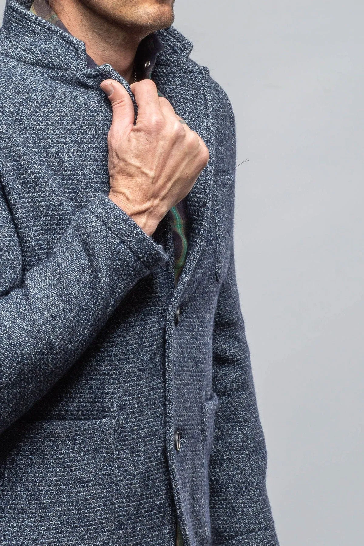 Halifax Knit Coat In Washed Navy
