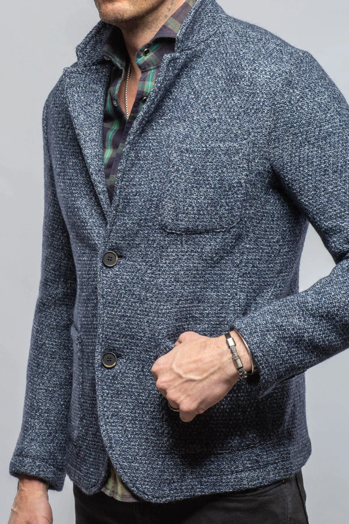 Halifax Knit Coat In Washed Navy