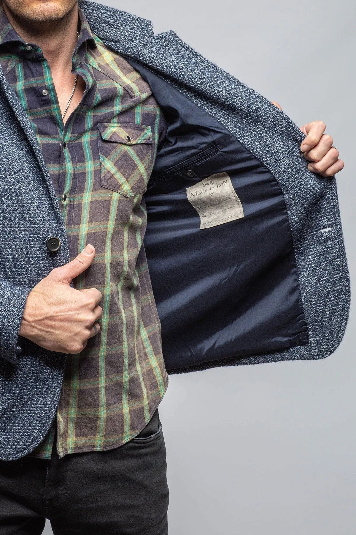 Halifax Knit Coat In Washed Navy