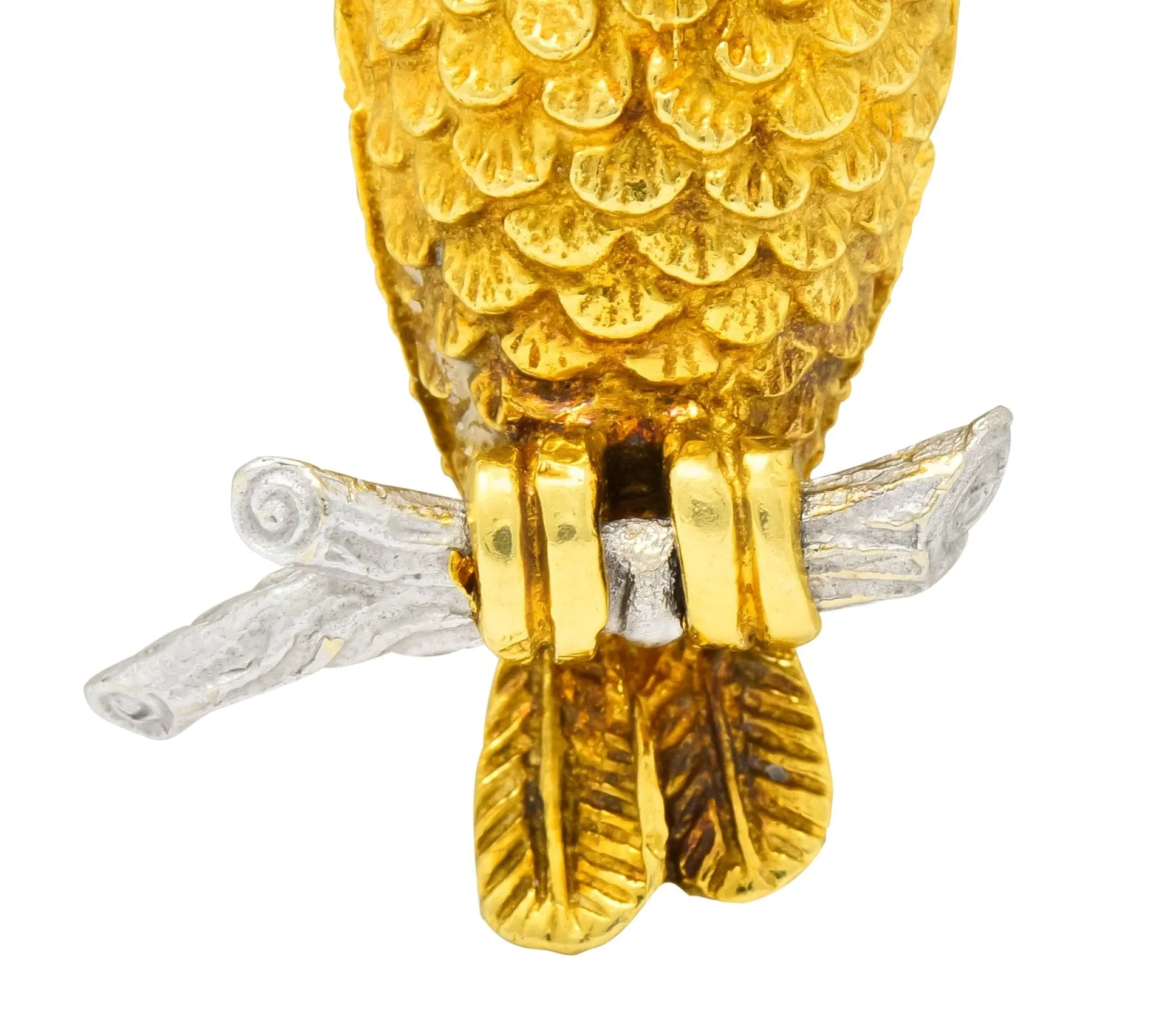 Hammerman Bros. French Diamond Platinum 18 Karat Gold Owl Vintage Brooch