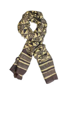Handmade Silk Block Print Natural Dyes Brown & Beige Scarf