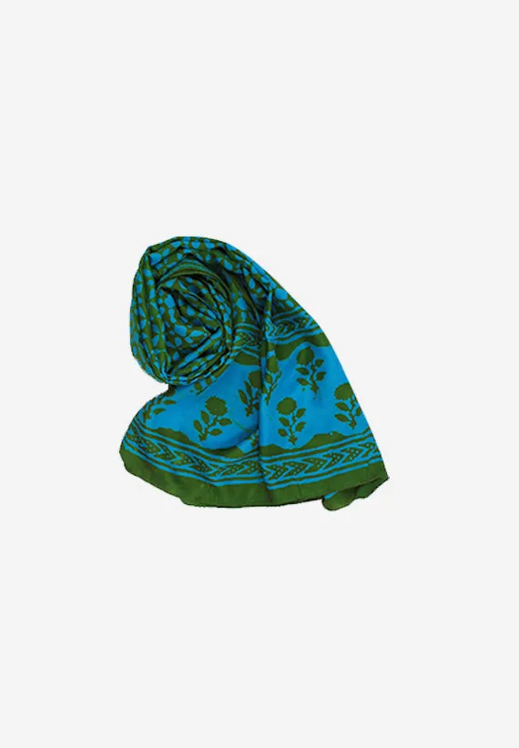 Handmade Silk Block Print Natural Dyes Green