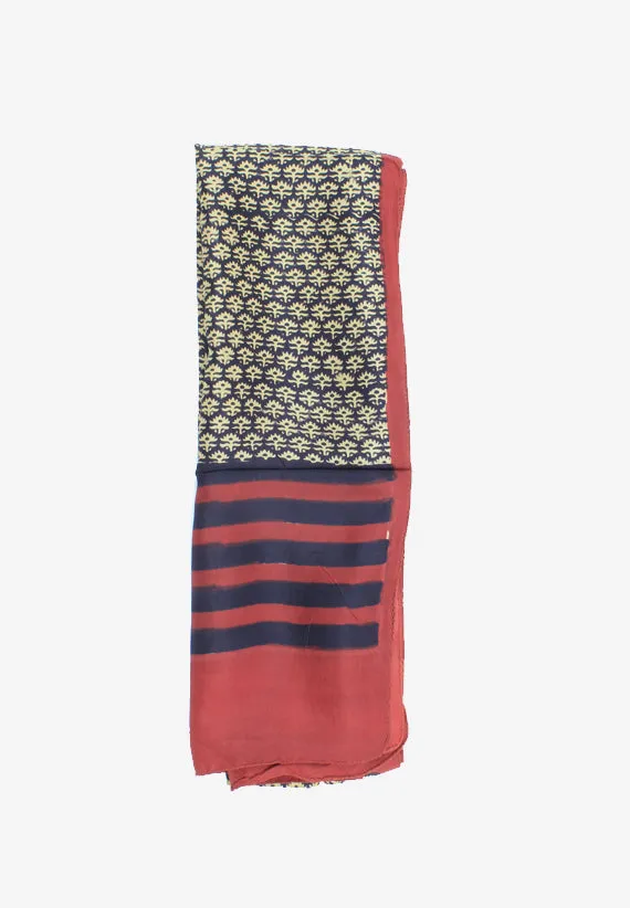 Handmade Silk Block Print Natural Dyes Red and Black