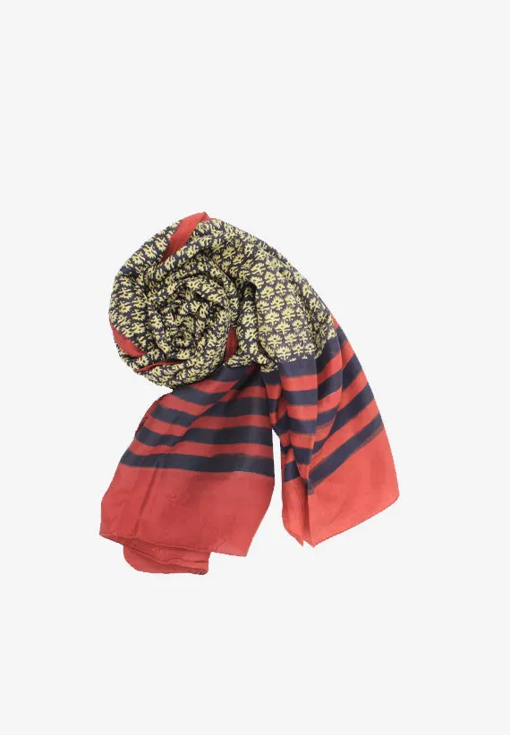 Handmade Silk Block Print Natural Dyes Red and Black