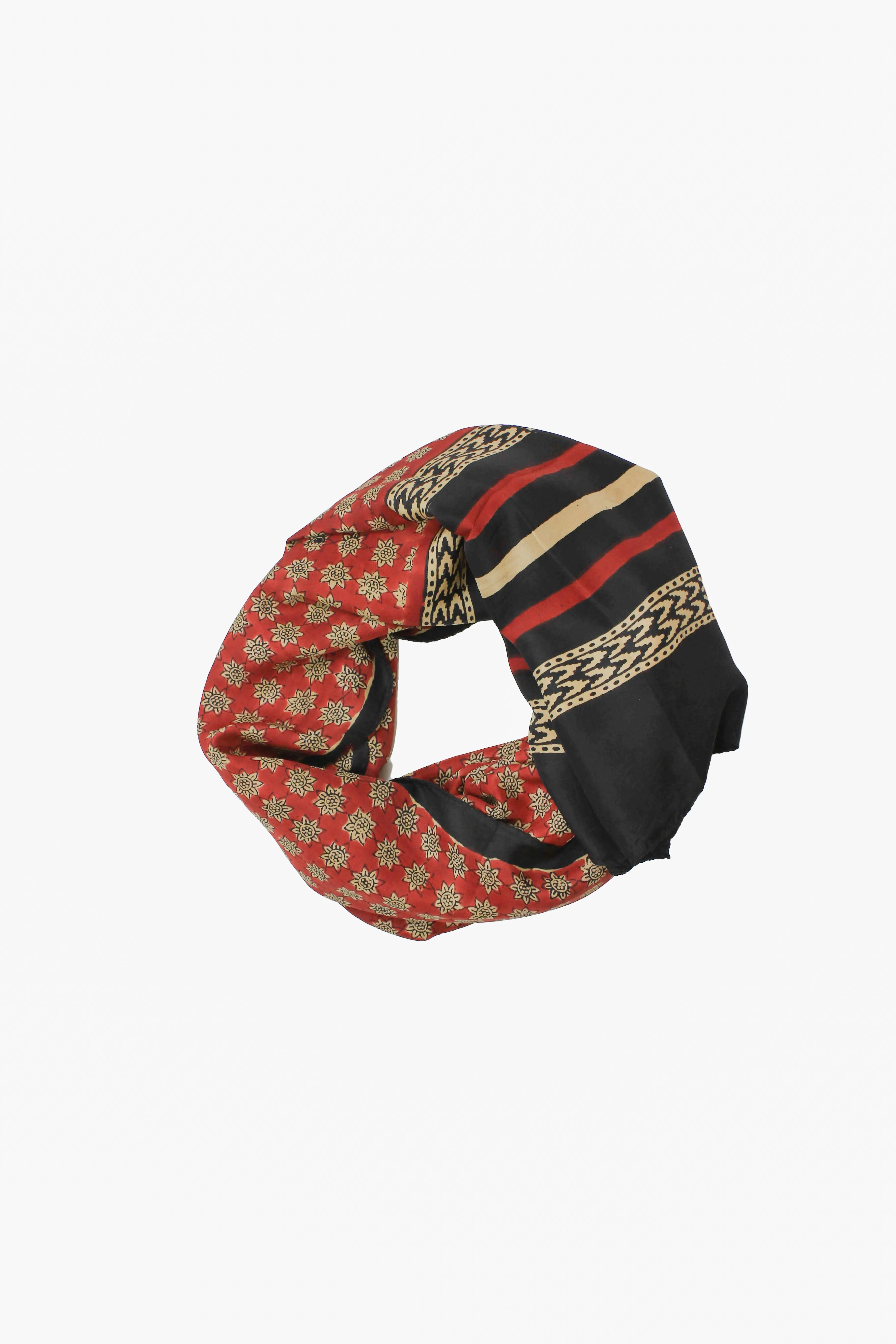 Handmade Silk Block Print Natural Dyes Red scarf