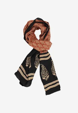 Handmade Silk Block Print Natural Dyes Rust