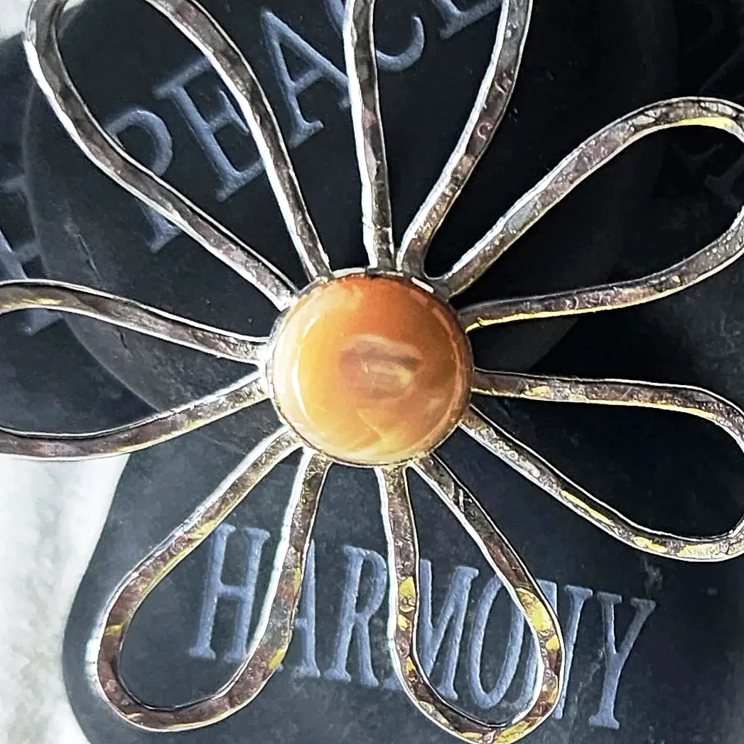 Handmade Sterling Silver Flower Pendant with Mother of Pearl – Nature-Inspired Jewelry