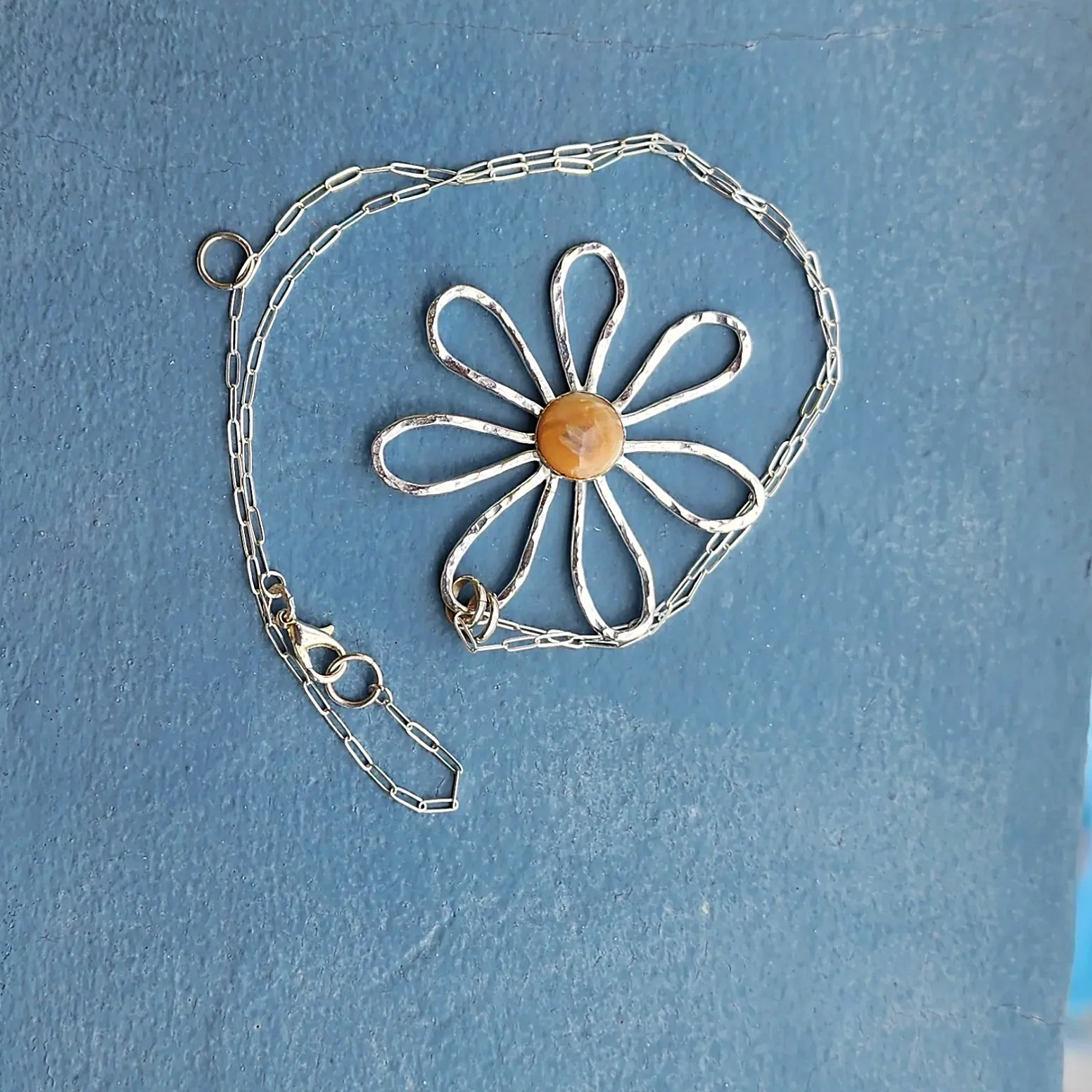 Handmade Sterling Silver Flower Pendant with Mother of Pearl – Nature-Inspired Jewelry