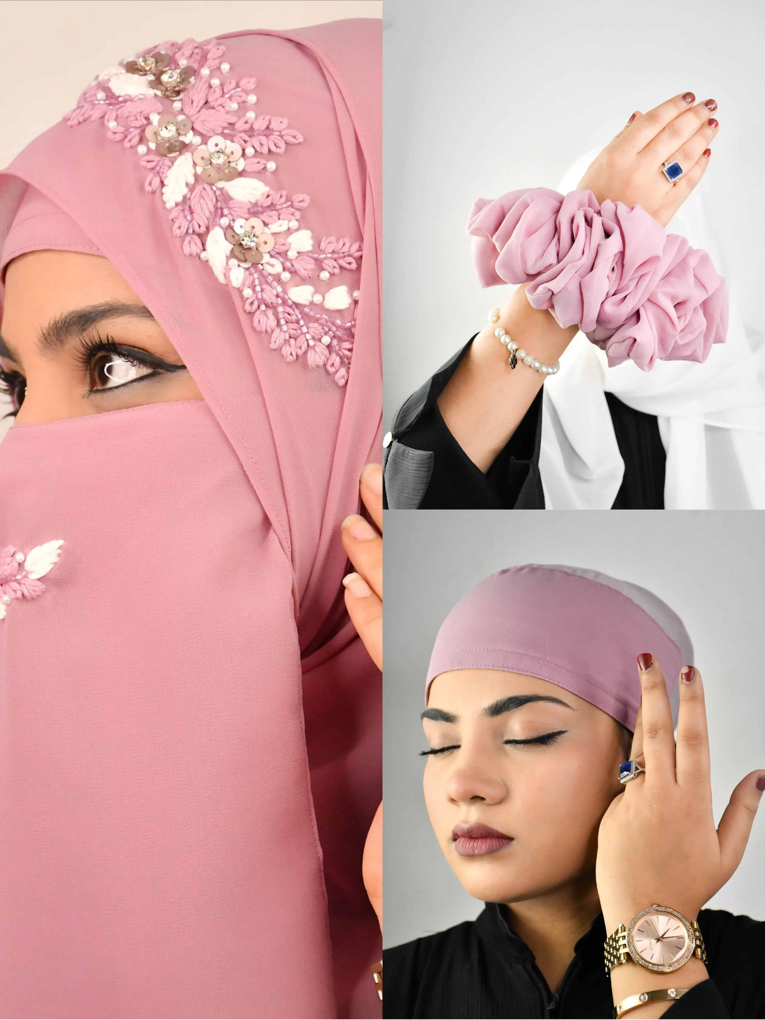 Handwork Luxury Mukammal Full Hijab Set