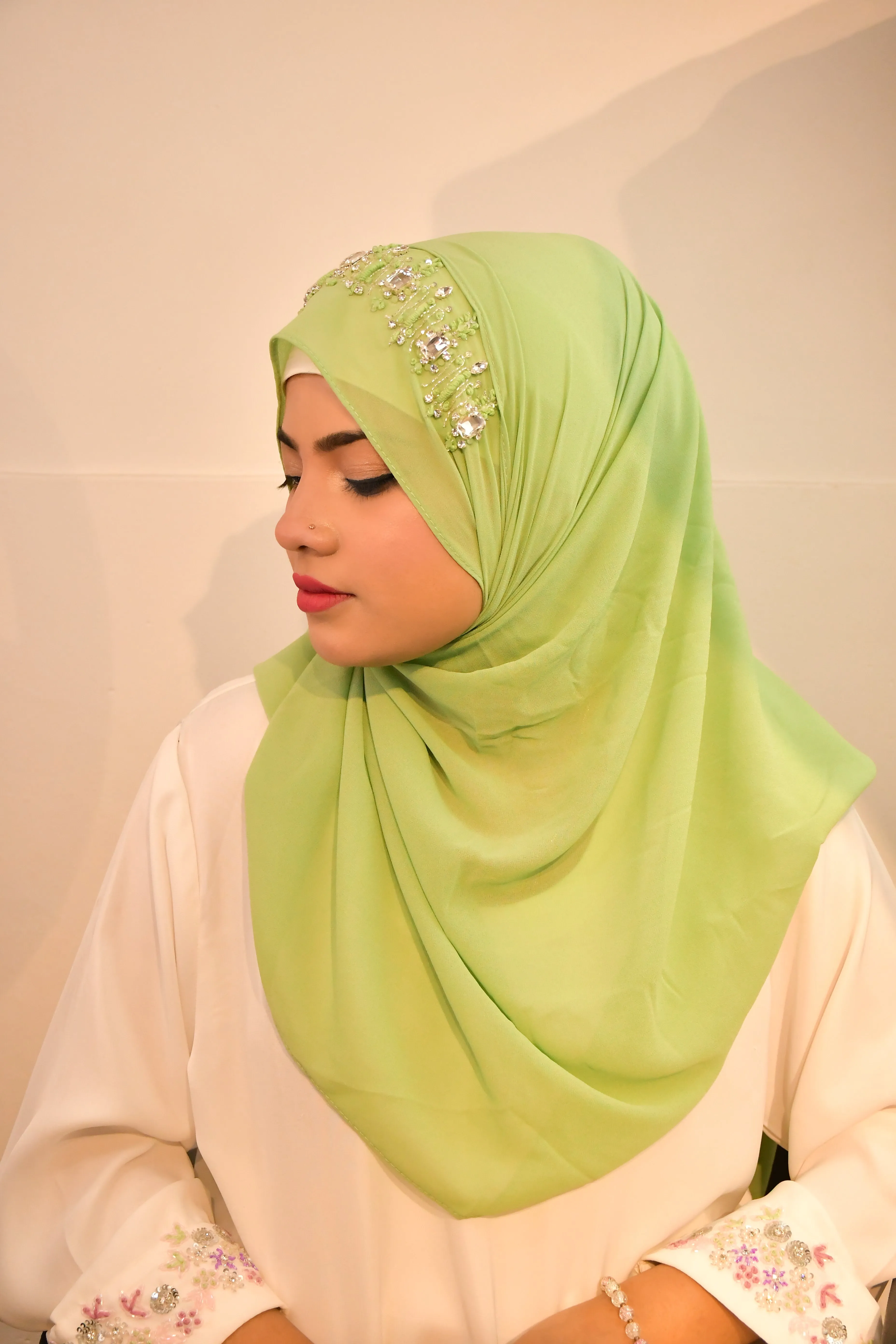 Handwork Partywear Diamond Premium Hijab Luxury Scarf