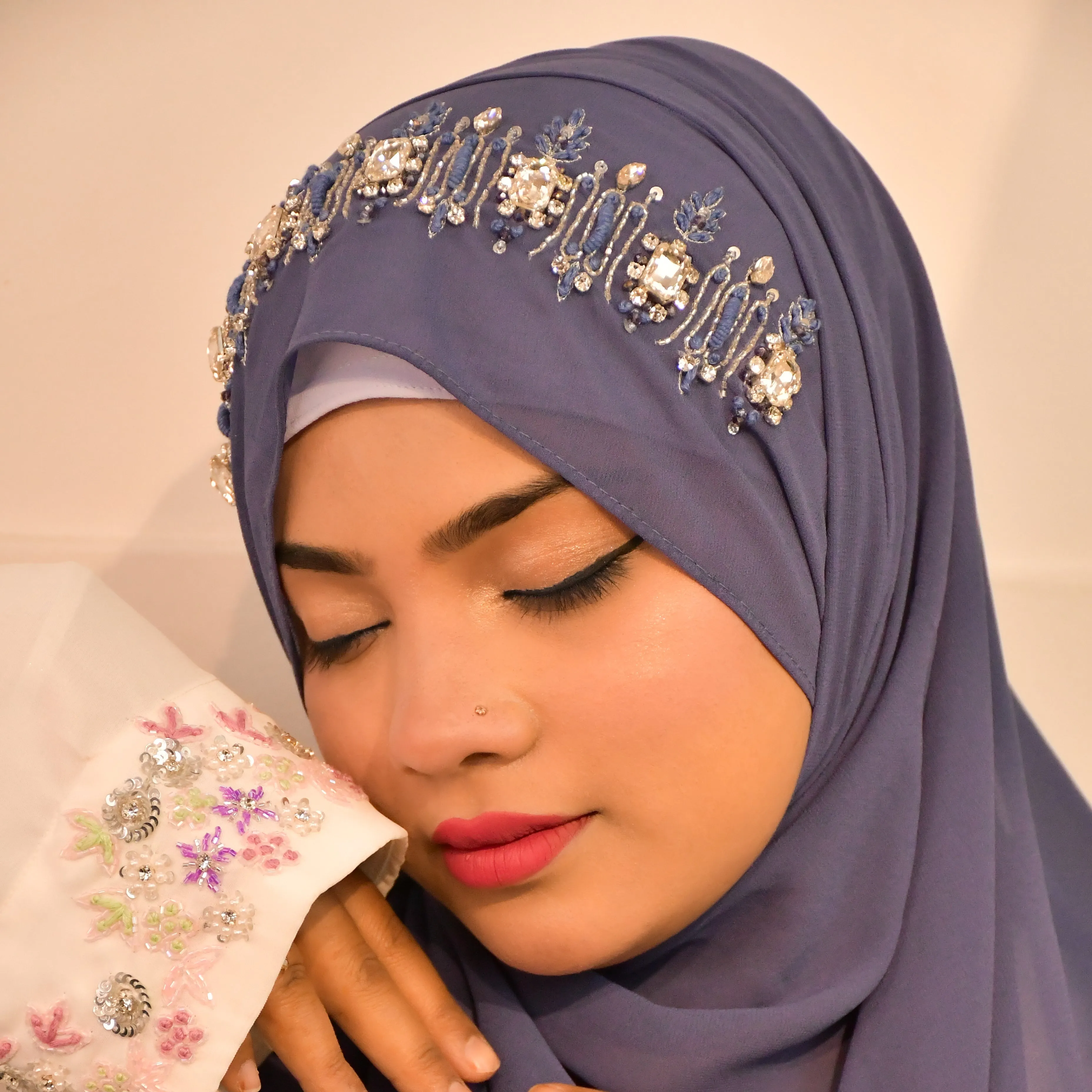 Handwork Partywear Diamond Premium Hijab Luxury Scarf
