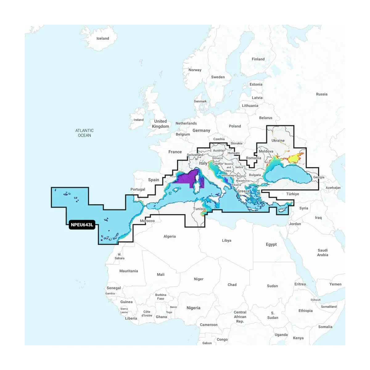Harta Navionics Platinum  Delta Dunarii, Marea Mediterana & Marea Neagra Large