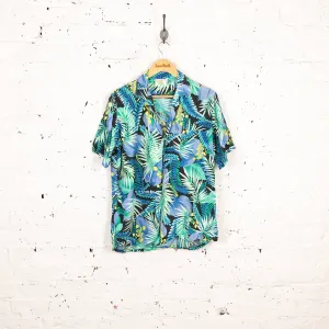 Hawaiian Leaves Pattern Shirt - Blue - M