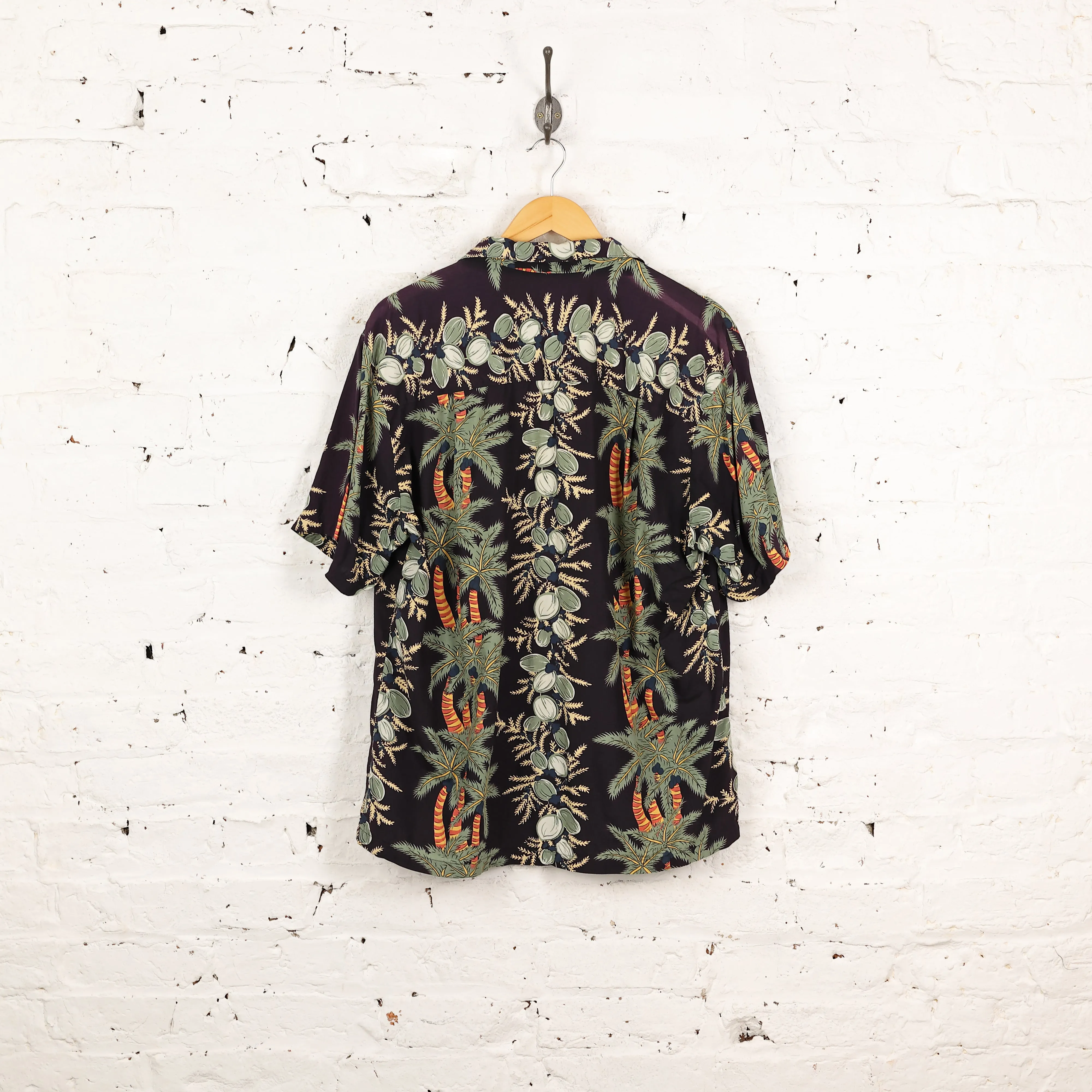 Hawaiian Palm Trees Pattern Shirt - Black - M